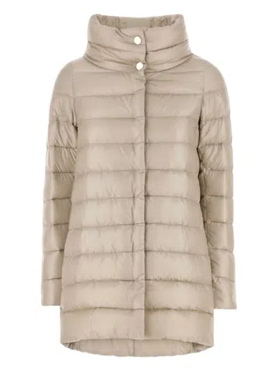 HERNO STREAMLINED PUFFER JACKET WITH HIGH COLLAR AND QUILTED TEXTURE
