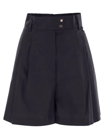 Herno Stretch Cotton Bermuda Shorts In Blue