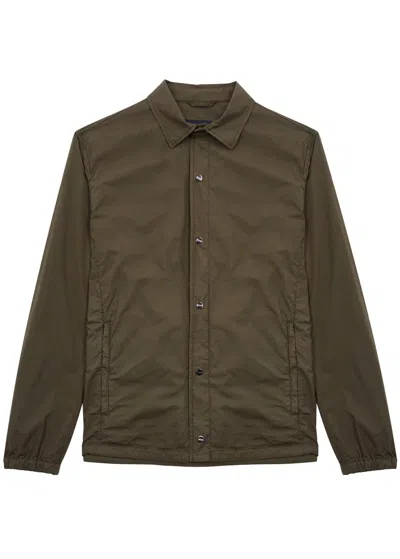 Herno Stretch-cotton Poplin Shirt In Military Green