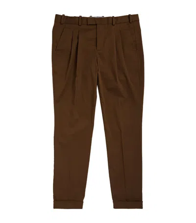 Herno Stretch Cotton Straight Chinos In Brown