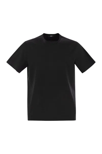 Herno Superfine Cotton Stretch T-shirt In Black