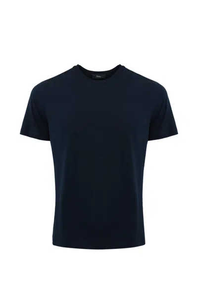 Herno Stretch Cotton T-shirt In Blu