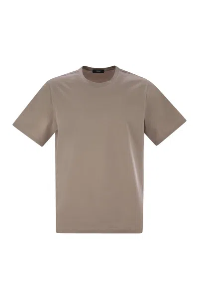 Herno Stretch Cotton T-shirt In Neutral