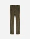 Herno Trousers In Stretch Cotton Velvet In Green