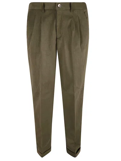 Herno Stretch Cotton Velvet Trousers In Green