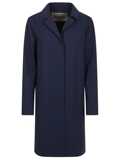 HERNO STRETCH JERSEY COAT WITH LAPEL COLLAR AND LASER-CUT DETAILING