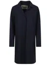 Herno Stretch Jersey Coat With Laser Cut Detailing In Black