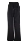 Herno Blue Pants With Elastic Drawstring Waist In Tech Fabric Woman