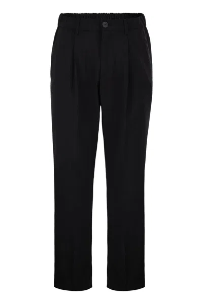 Herno Men Stretch Tailored Trousers In Wool Blend In Black