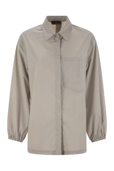 Herno Technical Stretch Fabric Relaxed Fit Shirt In Brown