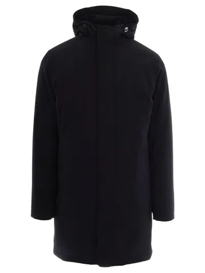 Herno Stretch Technical Fabric Hooded Padded Parka In Black
