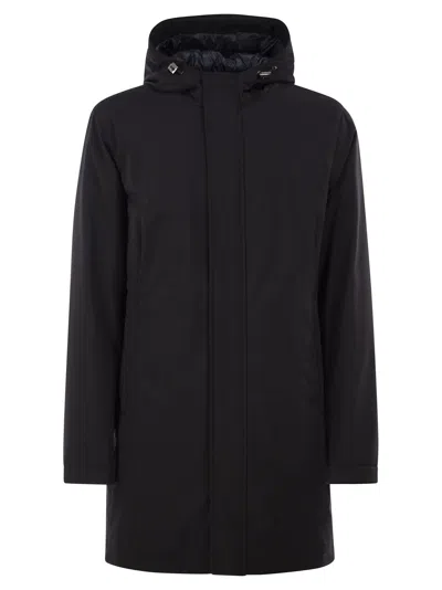 Herno Stretch Technical Fabric Hooded Padded Parka In Night Blue