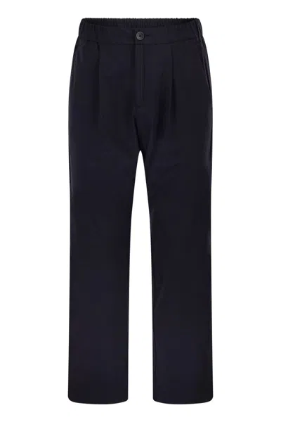 Herno Men Stretch Techno-nylon Jogger Trousers With Pleats In Black
