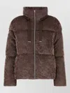 Herno Stretch Velvet Down Jacket Drawstring Collar In Brown