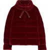 Herno Stretch Velvet Down Puffer Jacket In Burgundy