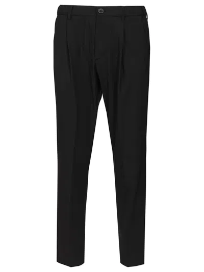 Herno Stretch Wool Blend Trousers Blue In Black