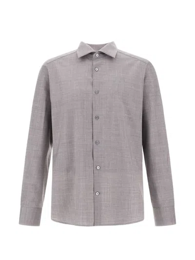 Herno Stretch-wool Shirt In Grey
