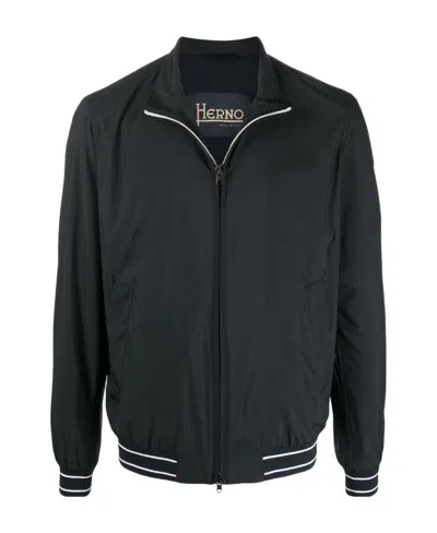 Herno Stripe-detail Bomber Jacket In Green