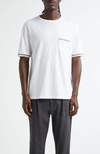 Herno Stripe Trim Cotton Jersey T-shirt In White