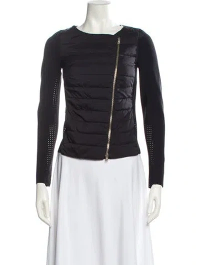 Pre-owned Herno Striped Biker Jacket In Black