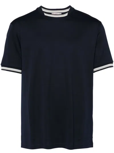 Herno Striped-border T-shirt In Blue