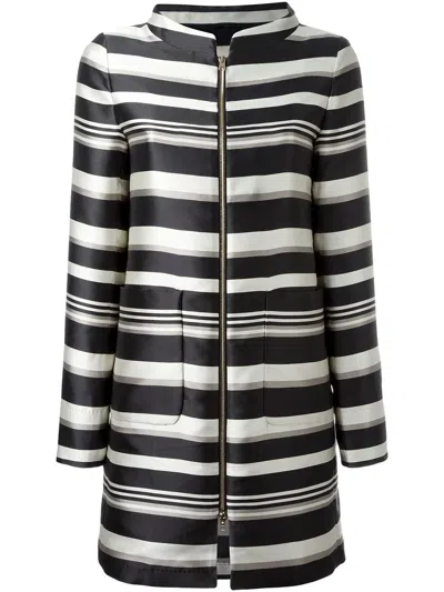 Herno Striped Coat In Black