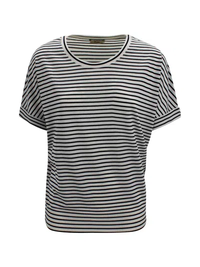 Herno Striped Cuffed-sleeves T-shirt In Black