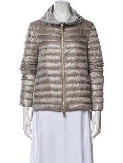Pre-owned Herno Striped Down Jacket In Gray