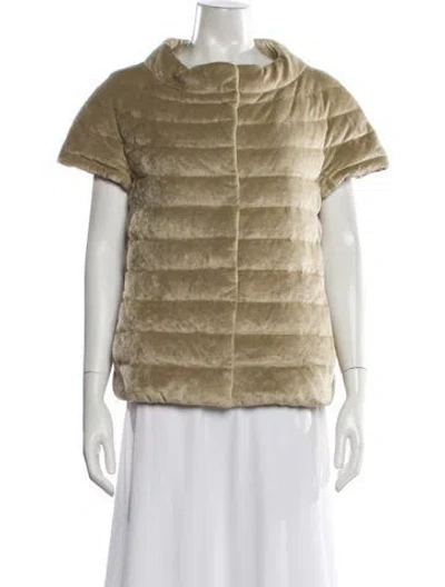 Pre-owned Herno Striped Faux Fur Jacket In Brown