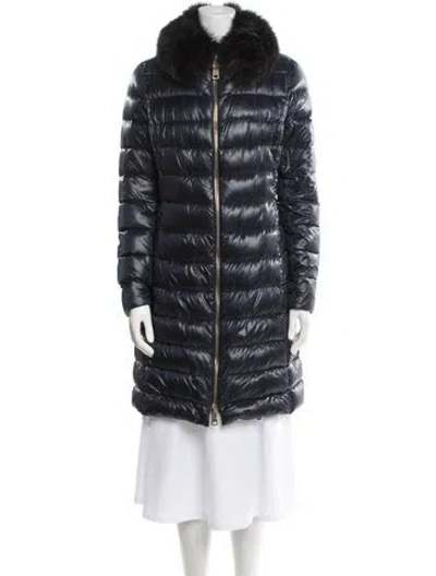 Pre-owned Herno Striped Fur Jacket In Blue