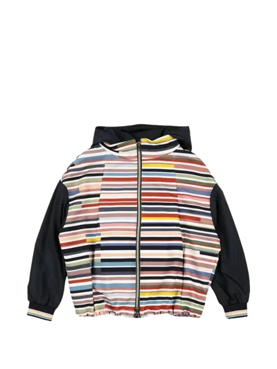 Herno Kids' Striped Hooded Jacket In Multi
