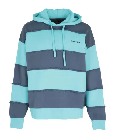 Herno Striped Hooded Sweatshirt In Blue