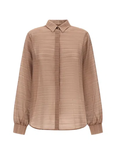 Herno Striped Jacquard Shirt In Braun