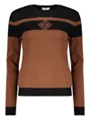 Herno Striped Logo-embroidered Sweater In Brown