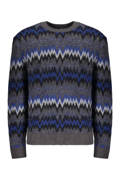Herno Striped Multicolor Dark Blue Sweater In Gray