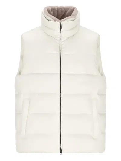 Herno Striped Quilted Down Gilet In White