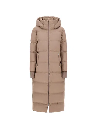 Herno Striped Quilted Padded Coat In Neutrals