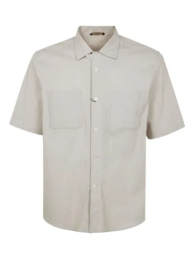 Herno Textured Cotton Shirt In Neutral