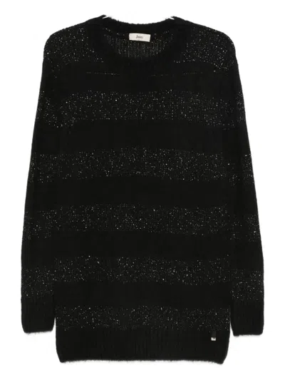 Herno Striped Sweater In Black