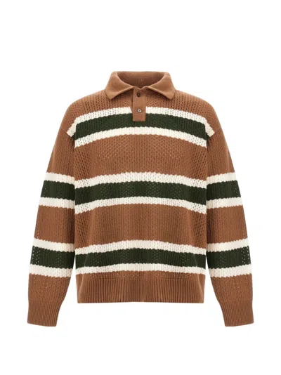 Herno Striped Sweater In Brown