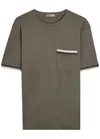Herno Striped-trim Cotton T-shirt In Green
