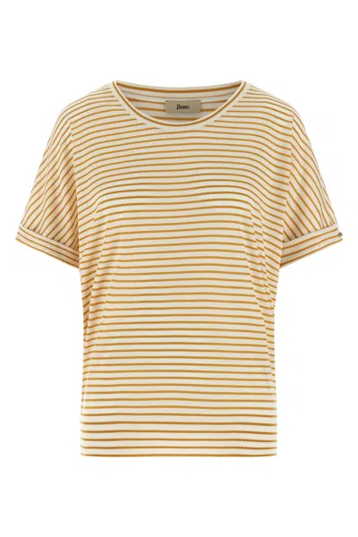 Herno Striped T-shirt With Metal Plaque In Giallo