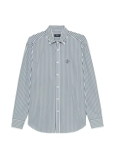 Herno Striped-pattern Logo-embroidery Shirt In White