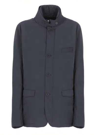Herno Padded Jacket With High Neck And Pockets In Blue