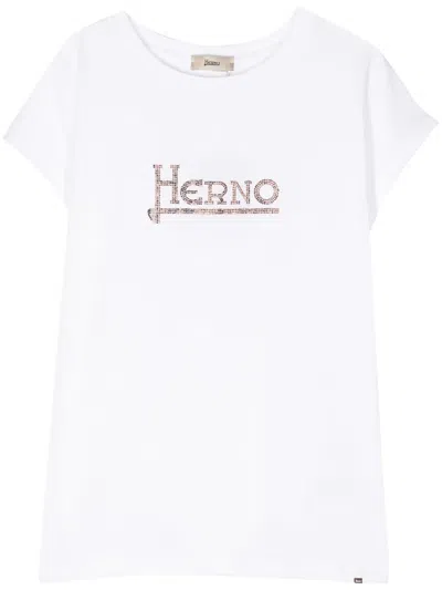 Herno Studded-logo T-shirt In Weiss