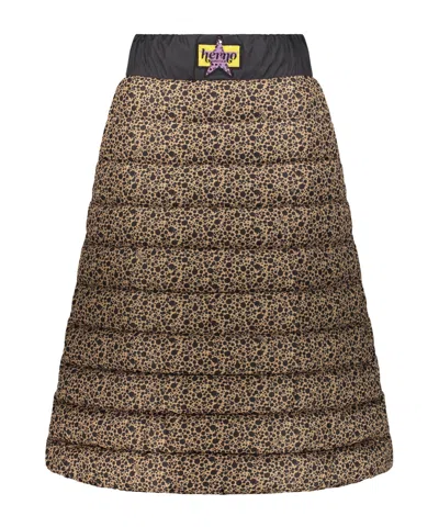 Herno Padded Printed Skirt In Brown