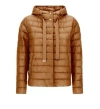 Herno Quilted Hooded Jacket Drawstring Detail In Brown