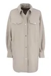 Herno Resort Shirt In Lightweight Boiled Wool In Cyan