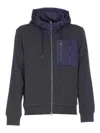 Herno Quilted Hoodie With Drawstring And Long Sleeves In Blue
