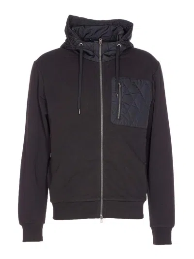 HERNO BLACK HOODIE ZIP CLOSURE